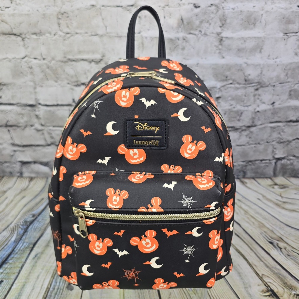 Disney Loungefly Pumpkin Mickey Mini Backpack Black Orange Halloween Hot Topic